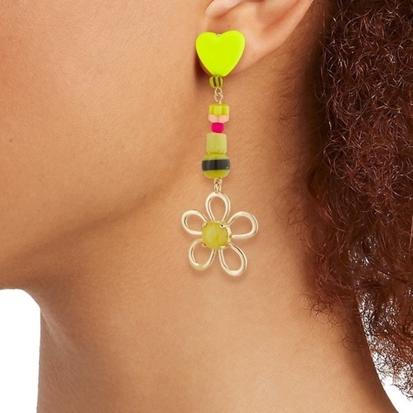 DANNIJO Dandelion Goldtone & Beaded Mismatched Drop Earrings New - Picture 2 of 4